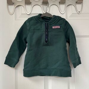🦚 Vineyard Vines Kids Forest Green Quarter-Zip Sweatshirt Size 18-24 Months